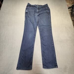 DKNY Jeans Womens 8 Blue Straight Leg Stretch Distressed Denim